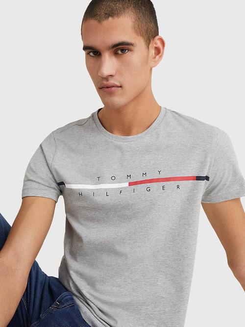 Tommy Hilfiger Signature Split Logo Moški Majice Siva | TH813DQC