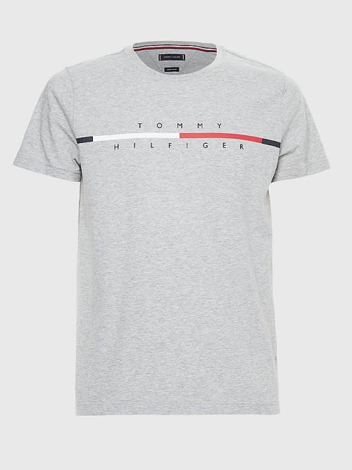 Tommy Hilfiger Signature Split Logo Moški Majice Siva | TH813DQC