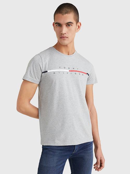 Tommy Hilfiger Signature Split Logo Moški Majice Siva | TH813DQC