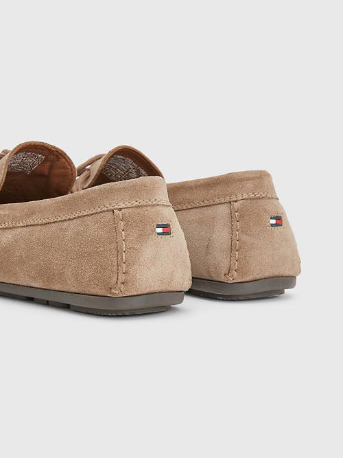 Tommy Hilfiger Signature Suede Driver With Laces Moški Casual Čevlji Kaki | TH932MAG