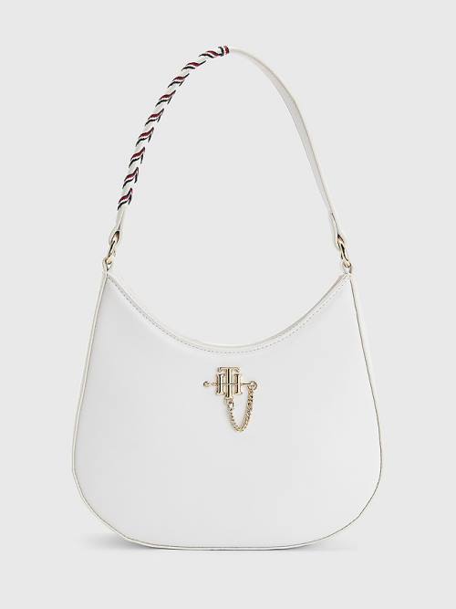 Tommy Hilfiger Signature Tape Chain Shoulder Ženske Torbice Bela | TH041TLE