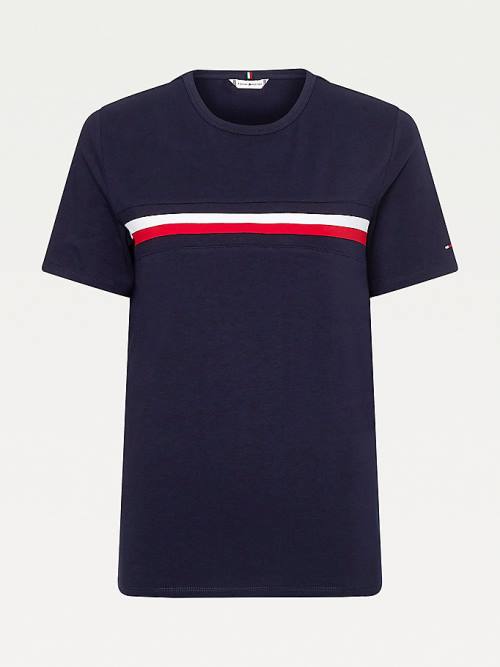 Tommy Hilfiger Signature Tape Crew Neck Ženske Majice Modra | TH028EAZ