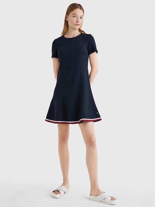 Tommy Hilfiger Signature Tape Fit And Flare Ženske Obleke Modra | TH258TQF