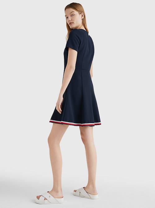 Tommy Hilfiger Signature Tape Fit And Flare Ženske Obleke Modra | TH258TQF