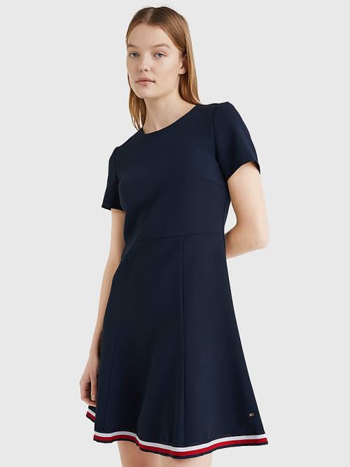 Tommy Hilfiger Signature Tape Fit And Flare Ženske Obleke Modra | TH258TQF