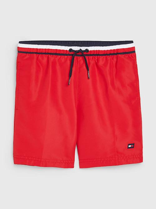 Tommy Hilfiger Signature Tape Mid Length Shorts Fantje Kopalke Rdeča | TH146AMX