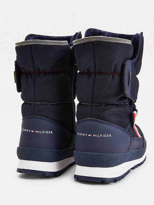 Tommy Hilfiger Signature Webbing Padded Snow Fantje Škornji Modra | TH349TDV