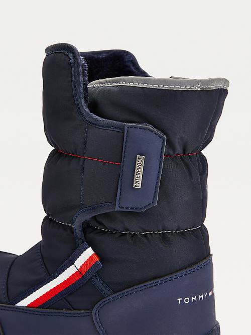 Tommy Hilfiger Signature Webbing Padded Snow Fantje Škornji Modra | TH349TDV