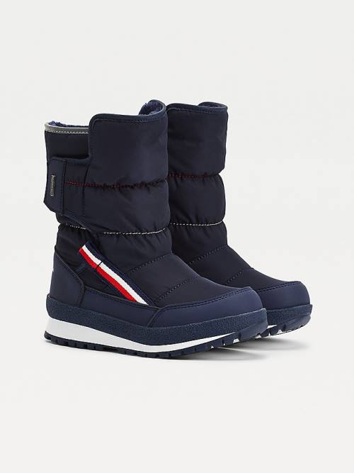 Tommy Hilfiger Signature Webbing Padded Snow Fantje Škornji Modra | TH349TDV