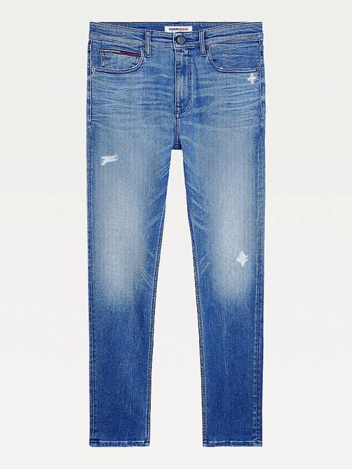 Tommy Hilfiger Simon Skinny Distressed Moški Kavbojke Denim | TH375OUY