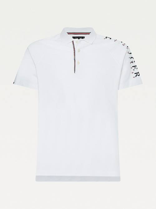 Tommy Hilfiger Sleeve Logo Regular Fit Moški Polo Majica Bela | TH139FYL