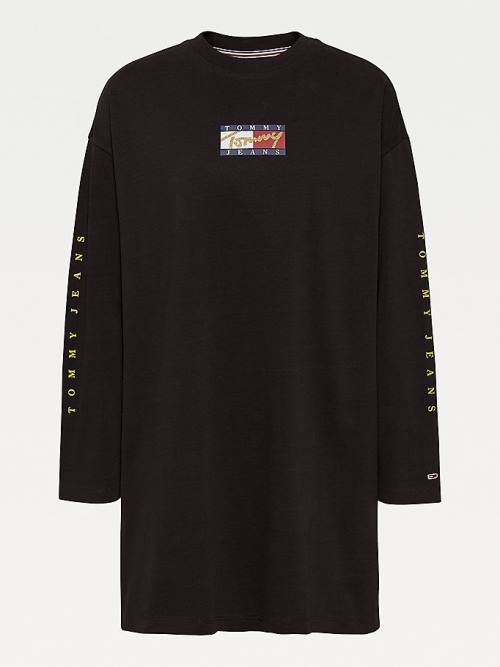 Tommy Hilfiger Sleeve Logo Ženske Obleke Črna | TH095NFM