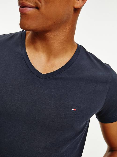 Tommy Hilfiger Slim Fit Cotton Moški Majice Modra | TH431BAZ