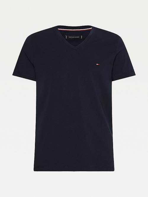 Tommy Hilfiger Slim Fit Cotton Moški Majice Modra | TH431BAZ