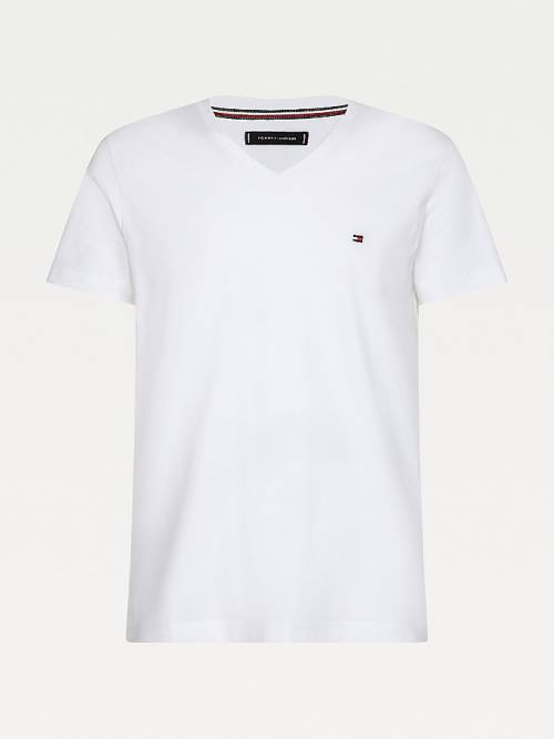 Tommy Hilfiger Slim Fit Cotton Moški Majice Bela | TH501PKA