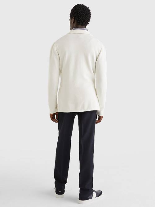 Tommy Hilfiger Slim Fit Knit Moški Suknjič Bela | TH961RYG