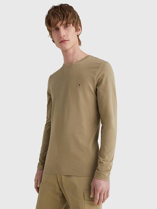 Tommy Hilfiger Slim Fit Long Sleeve Moški Majice Rjav | TH516RWF