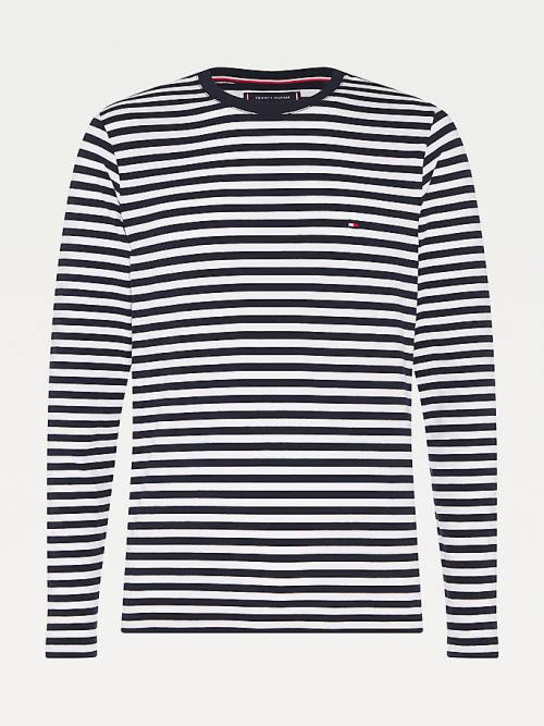 Tommy Hilfiger Slim Fit Long Sleeve Moški Majice Modra | TH725KQD