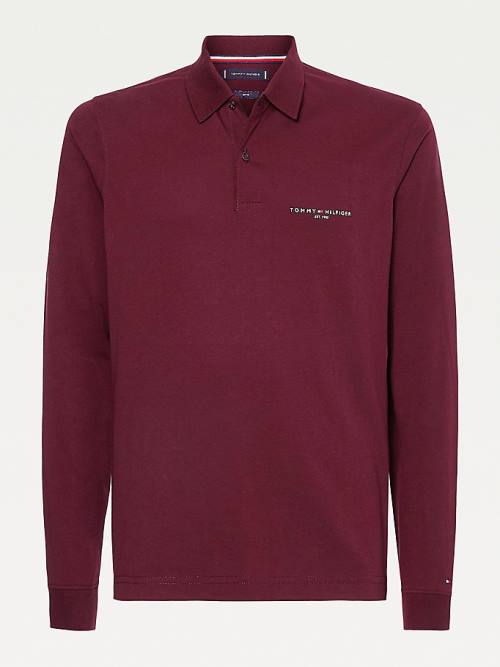 Tommy Hilfiger Slim Fit Long Sleeve Moški Polo Majica Rdeča | TH976IWM