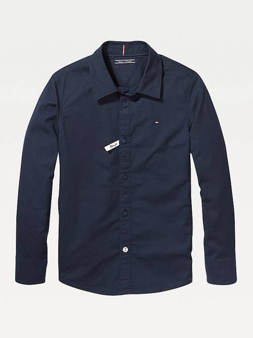 Tommy Hilfiger Slim Fit Stretch Fantje Srajce Modra | TH049XCF