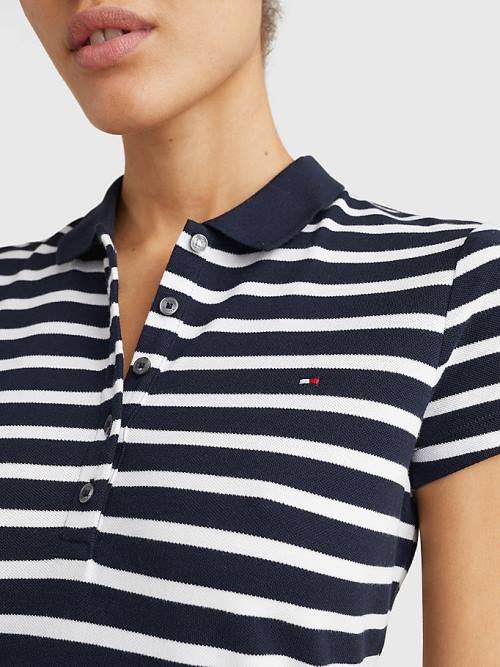 Tommy Hilfiger Slim Fit Stripe Polo Ženske Obleke Modra | TH218EMH