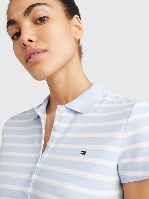 Tommy Hilfiger Slim Fit Stripe Polo Ženske Obleke Modra | TH263XZR