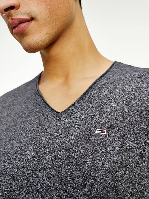 Tommy Hilfiger Slim Fit V-Neck Moški Majice Črna | TH325KWJ