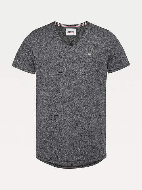 Tommy Hilfiger Slim Fit V-Neck Moški Majice Črna | TH325KWJ