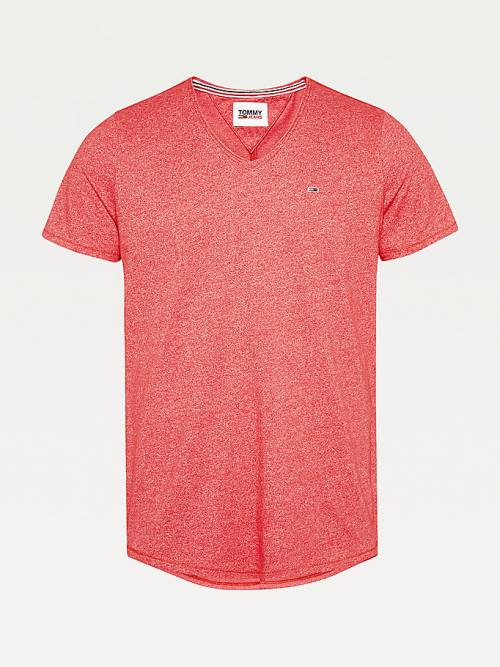 Tommy Hilfiger Slim Fit V-Neck Moški Majice Rdeča | TH435YJR