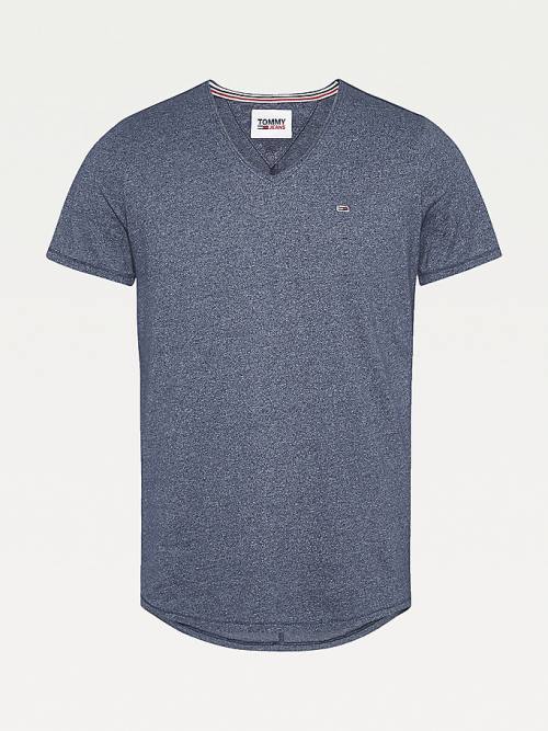 Tommy Hilfiger Slim Fit V-Neck Moški Majice Modra | TH578FWA