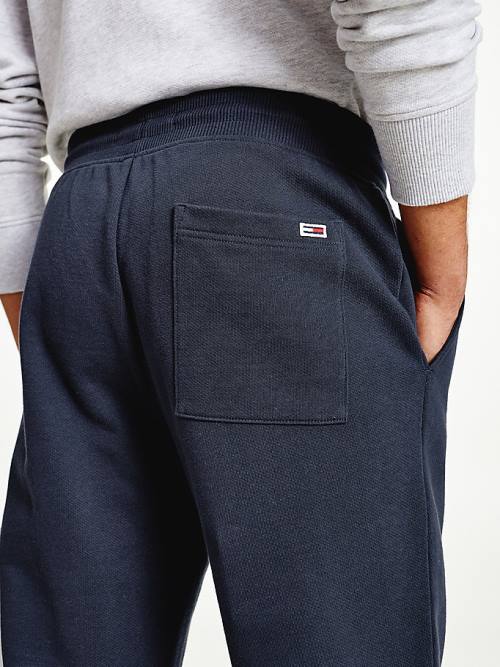 Tommy Hilfiger Slim Fleece Signature Joggers Moški Hlače Modra | TH647SKF