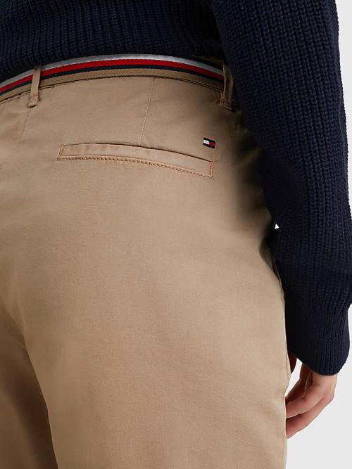 Tommy Hilfiger Slim Signature Belt Chinos Ženske Hlače Bež | TH137FPE