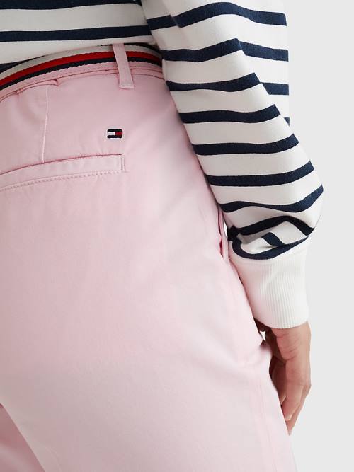 Tommy Hilfiger Slim Signature Belt Chinos Ženske Hlače Roza | TH301AKM