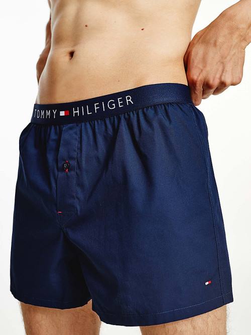 Tommy Hilfiger Smart Cotton Poplin Boxers Moški Spodnje Perilo Modra | TH205BIA