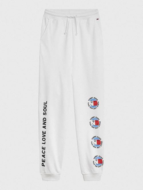 Tommy Hilfiger Smiley Peace Logo Joggers Ženske Hlače Bela | TH146OXI