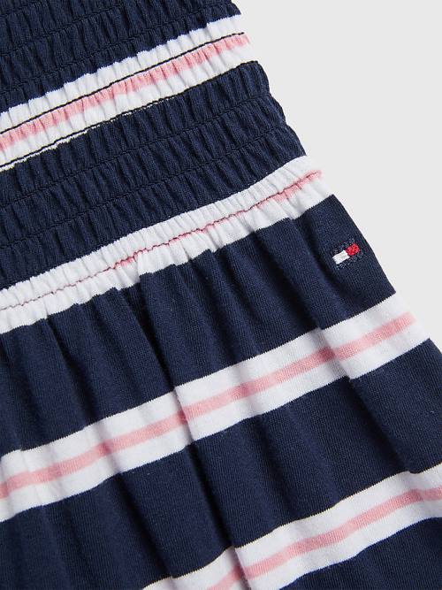 Tommy Hilfiger Smocked Stripe Fit & Flare Dekleta Obleke Modra | TH941CYH