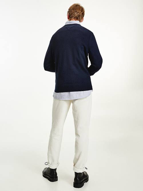 Tommy Hilfiger Soft Merino Wool Crew Neck Jumper Moški Puloverji Modra | TH069PIE