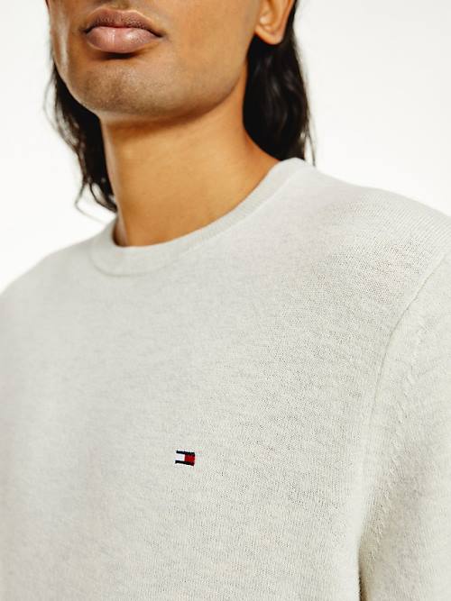 Tommy Hilfiger Soft Merino Wool Crew Neck Jumper Moški Puloverji Bež | TH436LJW