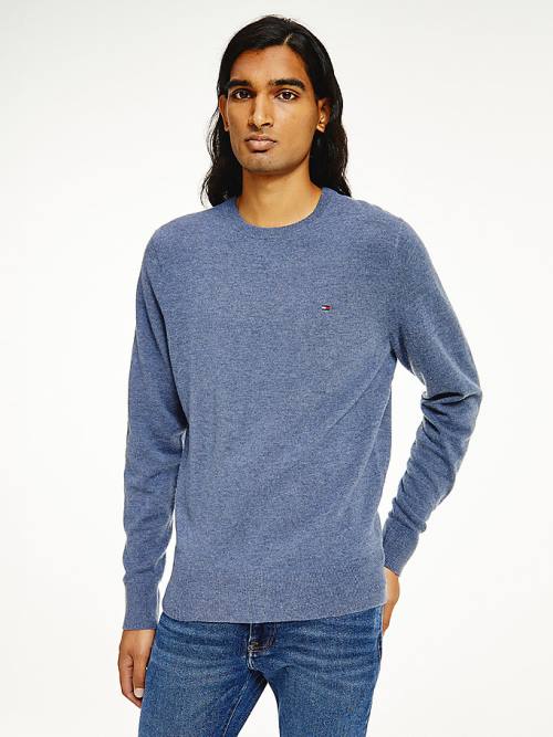 Tommy Hilfiger Soft Merino Wool Crew Neck Jumper Moški Puloverji Modra | TH720AKY