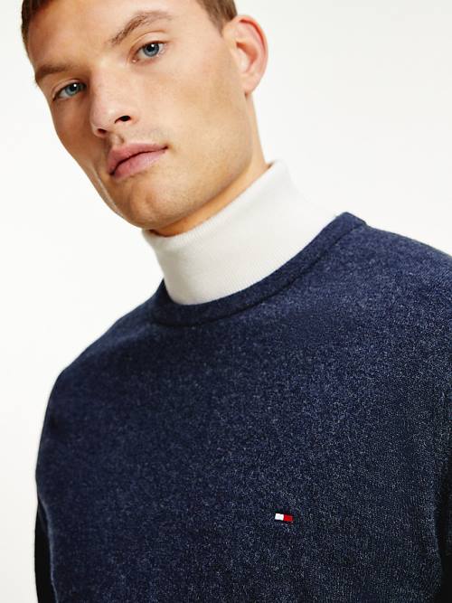 Tommy Hilfiger Soft Merino Wool Crew Neck Jumper Moški Puloverji Črna | TH896JPU