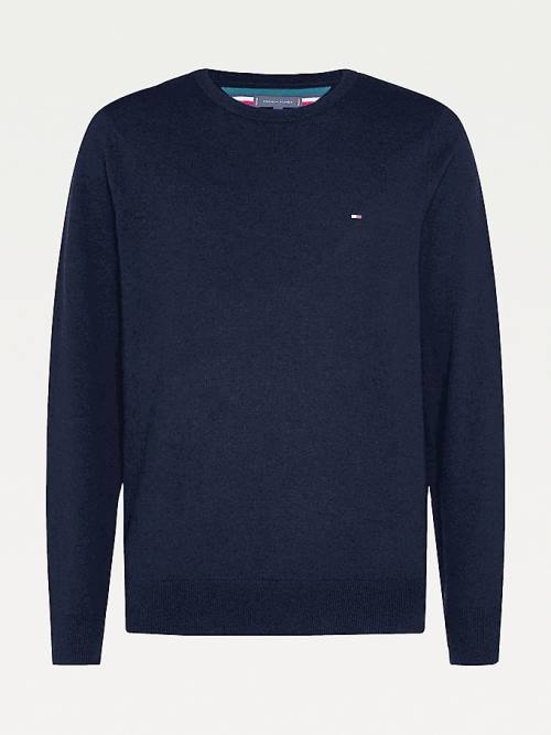 Tommy Hilfiger Soft Merino Wool Crew Neck Jumper Moški Puloverji Črna | TH896JPU