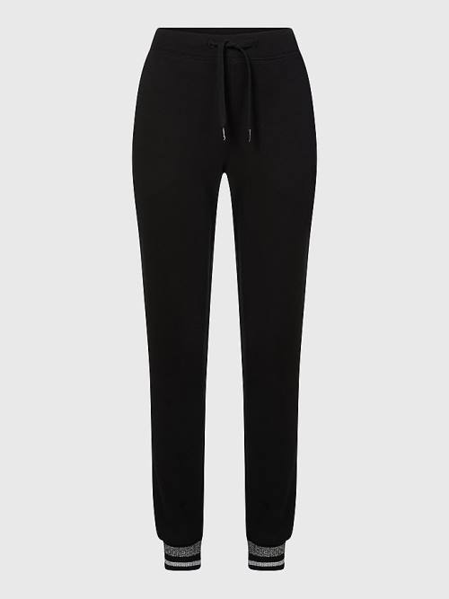 Tommy Hilfiger Sparkle Cuff Organic Cotton Joggers Ženske Hlače Črna | TH367FWD