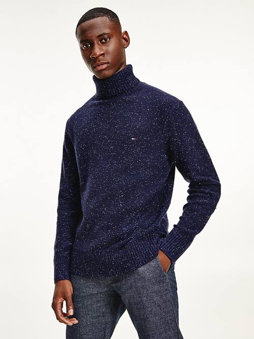 Tommy Hilfiger Speckled Roll Neck Relaxed Jumper Moški Puloverji Modra | TH938TCK