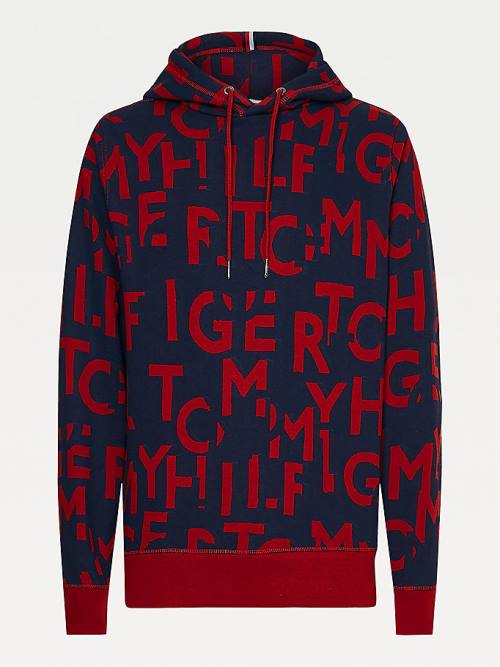 Tommy Hilfiger Spell Out Print Moški Pulover s kapuco Rdeča | TH962MTD