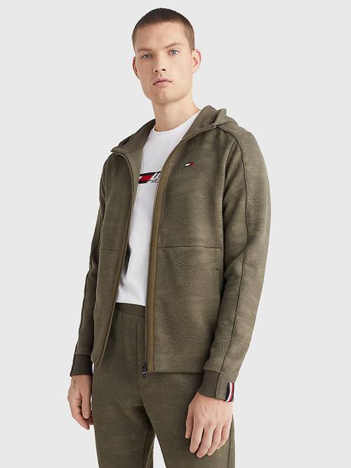 Tommy Hilfiger Sport Camo Zip-Thru Moški Pulover s kapuco Kaki | TH902VQE