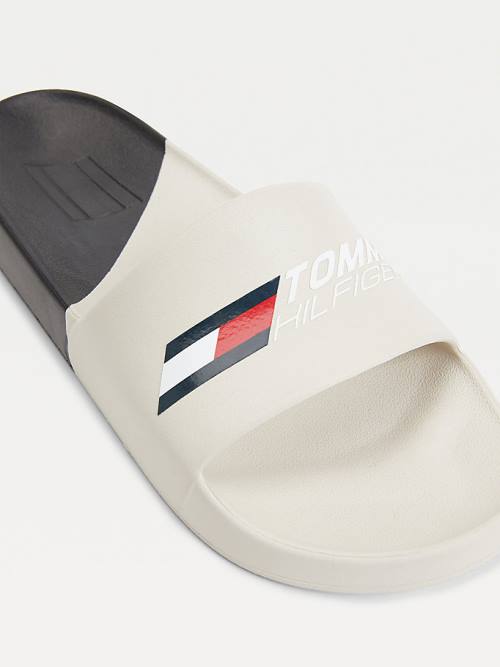 Tommy Hilfiger Sport Colour-Blocked Logo Pool Slides Ženske Sandali Bež | TH417PEZ