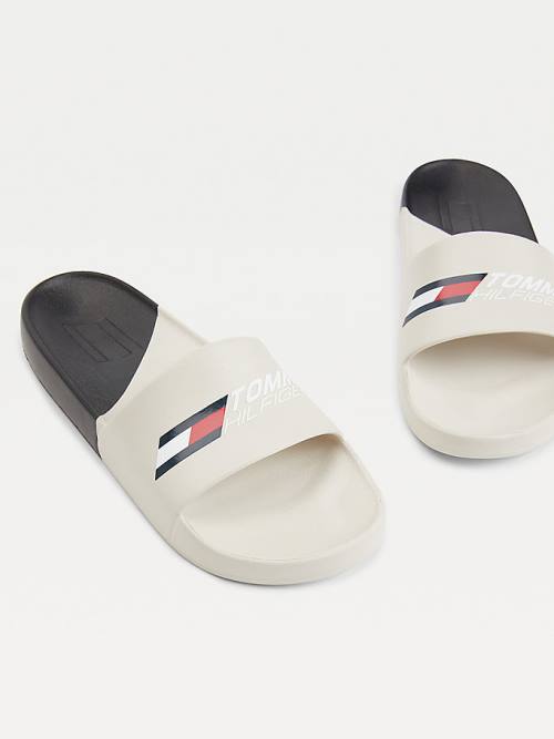 Tommy Hilfiger Sport Colour-Blocked Logo Pool Slides Ženske Sandali Bež | TH417PEZ