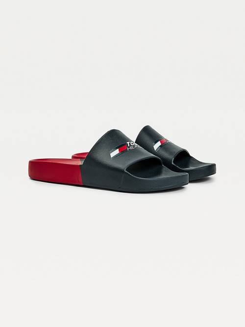 Tommy Hilfiger Sport Colour-Blocked Pool Slides Moški Sandali Modra | TH719NTE