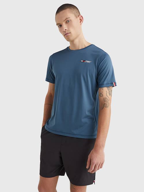 Tommy Hilfiger Sport Essential Slim Fit Training Moški Majice Modra | TH182OAP