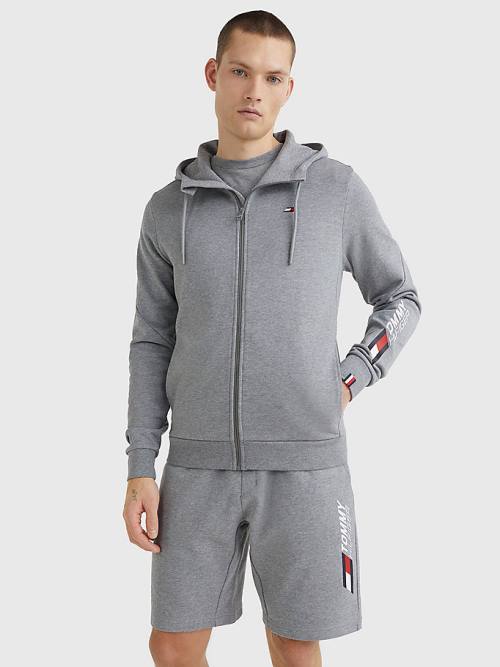 Tommy Hilfiger Sport Essential TH Cool Zip-Thru Moški Pulover s kapuco Siva | TH280SWL